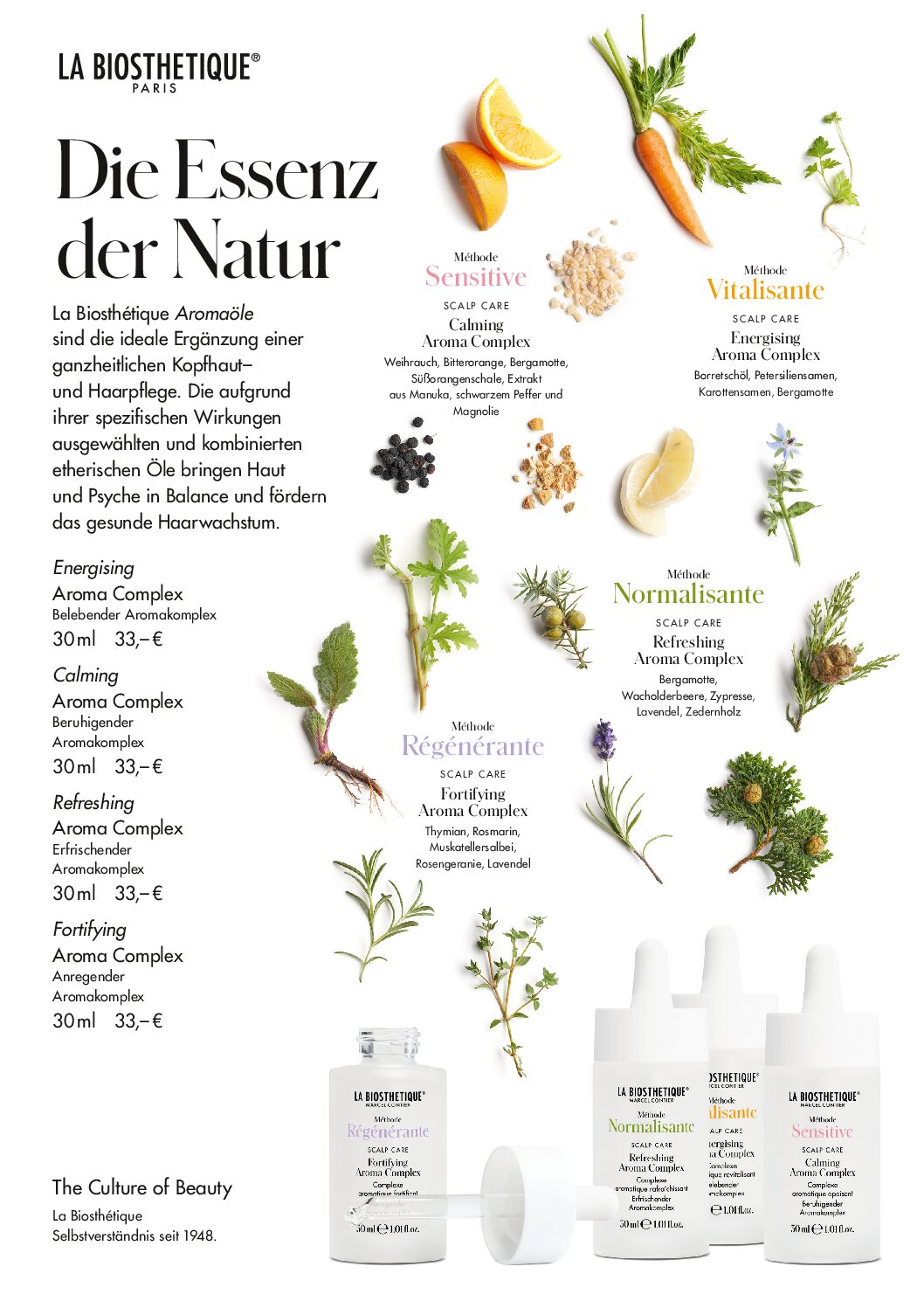 DER AROMAKOMPLEX NUTZT DIE THERAPEUTISCHEN KRÄFTE ETHERISCHER ÖLE